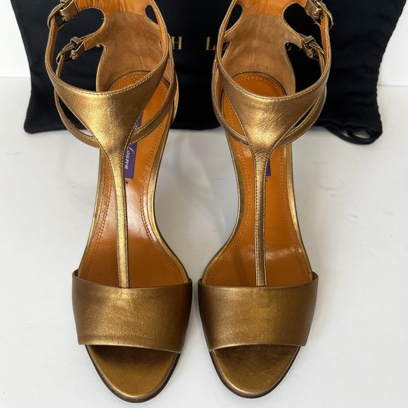 Gold High Heel Sandal by Ralph Lauren - Purple Label - Picture 1 of 16